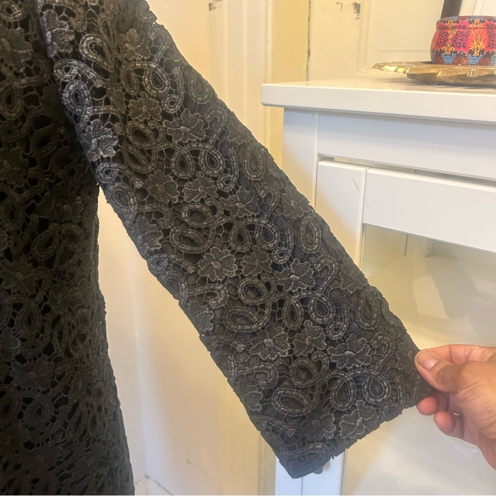 Kate Spade Black Lace Women's Coat Coquette Witchy Whimsy goth Small - Picture 4 of 10